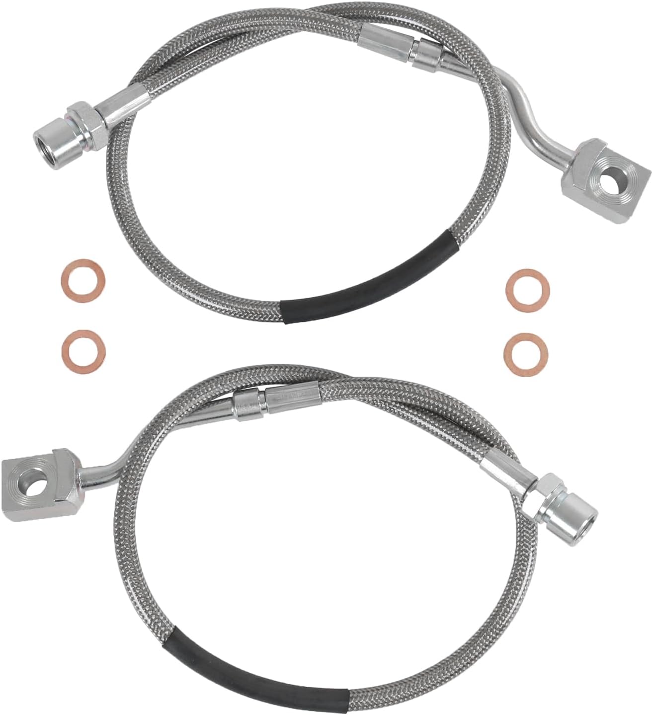 89370 Stainless Braided Front Brake Lines Kit Compatible with Chevy Silverado GMC Sierra 2007-2019 1500/2011-2019 2500/3500HD