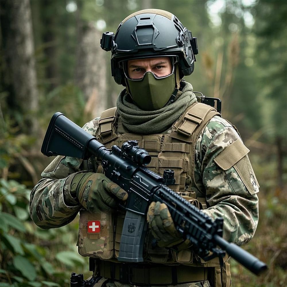 Portable First Aid Kits with Tourniquet, Multi-Purpose Molle Belt Med Trauma Kit, Tactical Emergency Outdoor Survival Gear for Military Hiking Hunting Adventures A031