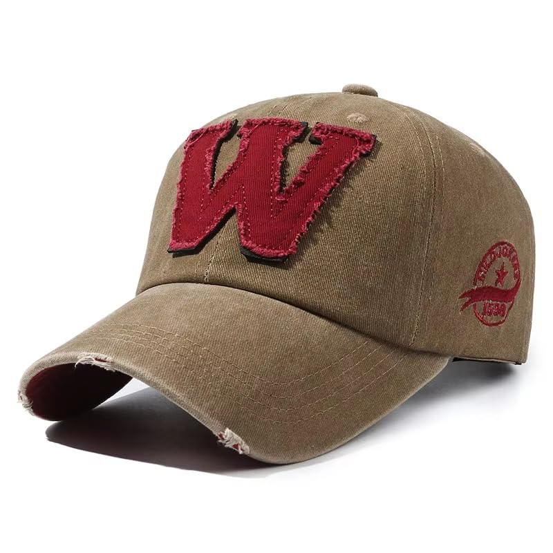 Adjustable Baseball Cap – Vintage Washed Cotton Hat with Embroidered W Letter – Unisex Classic Dad Hat for Men & Women-image-5