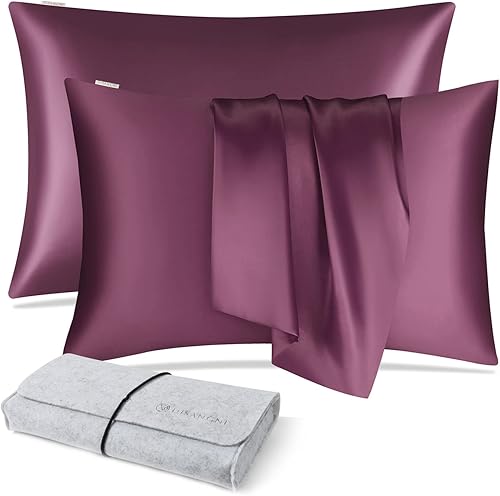 Vista 114 de DISANGNI Funda de almohada de seda de morera 100% natural para cabello y piel con cremallera oculta, 22 momme ambos lados