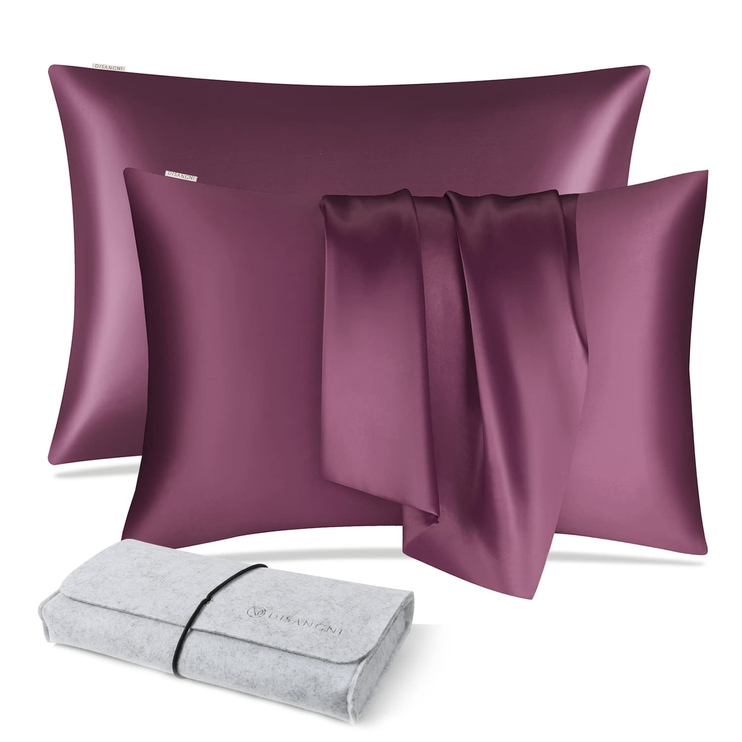 DISANGNI 100% Natural Mulberry Silk Pillow case for Hair and Skin with Hidden Zipper 22 Momme Both Sides Real Silk Pillow Case (2pc 50x75cm