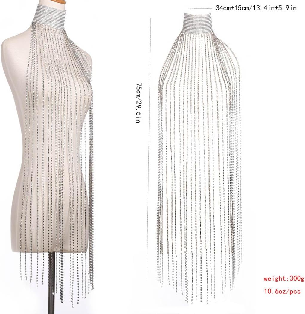 Rhinestone Body Chain Silver Chain Top Crystal Beach Bikini Body Jewelry Sexy Bra Chains for Women