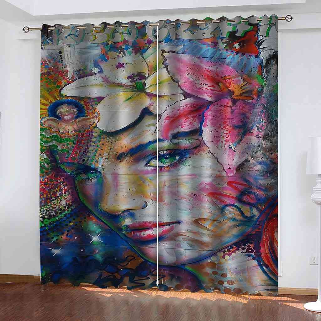 Rideau occultant moderne pour salon et chambre avec motif abstrait floral 3D