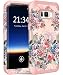 Galaxy S8 Plus Case, Hocase Drop Protection Shockproof Silicone Rubber Bumper+Hard Shell Hybrid Dual Layer Full-Body Protective Case for Samsung Galaxy S8 Plus 2017 - Peony Floral Print/Rose Gold