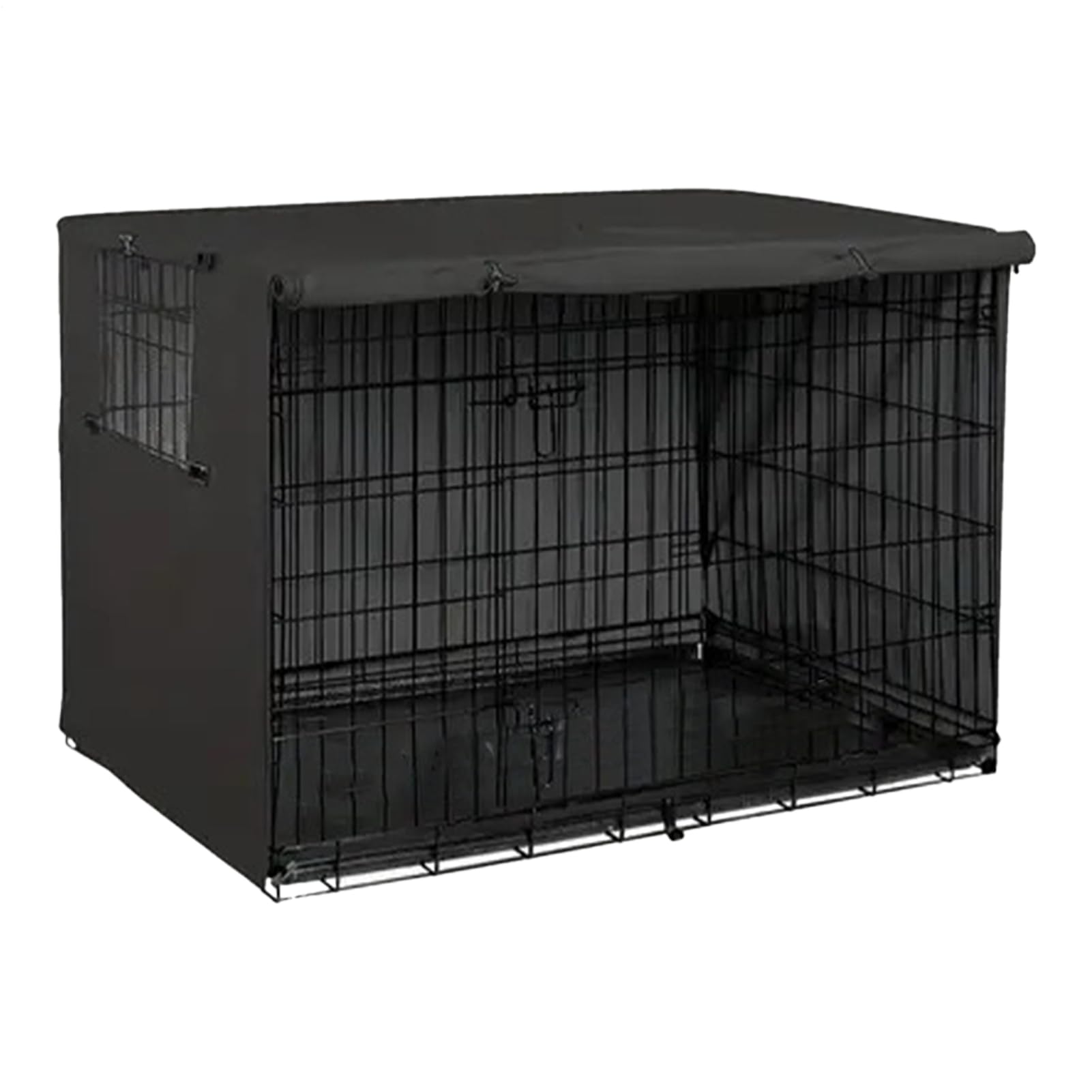 Pet Cage Cover - Windproof Waterproof 210D Oxford Fabric Cover for Pet Cage with Ventilation Window - Double Door Dog Crate Covers for Indoor Outdoor Protection