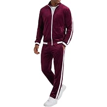 Vssjavun Mens 2 Piece Velour Tracksuit Sweatsuits Full Zip Velvet Sets