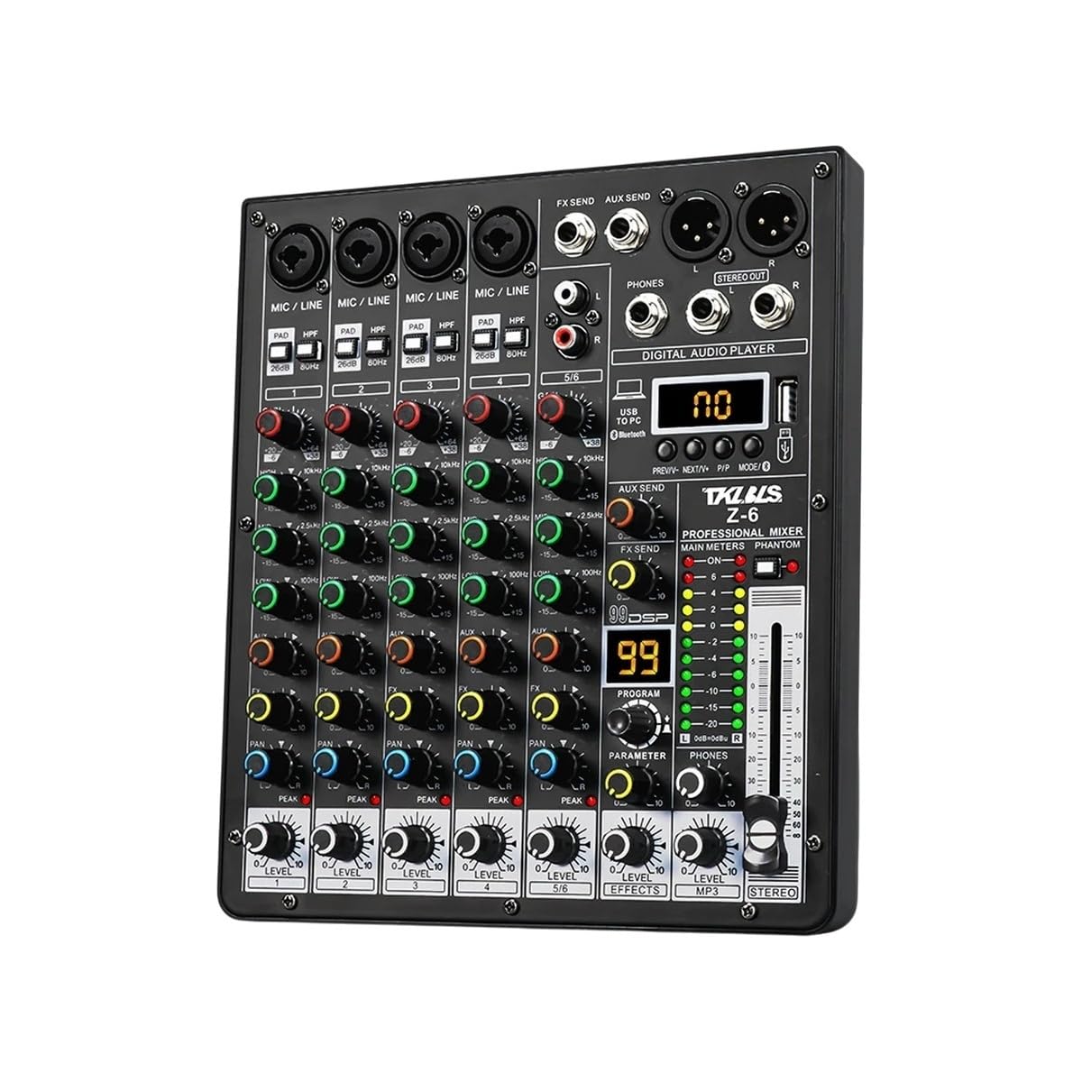 TKLBLS Professional 6-Channel 99DSP Audlo Mixer 48V Phantom Power USpB Studio Karaoke BIIuetuoth DJ Console Mixer New 2026 Electronic & Accessories