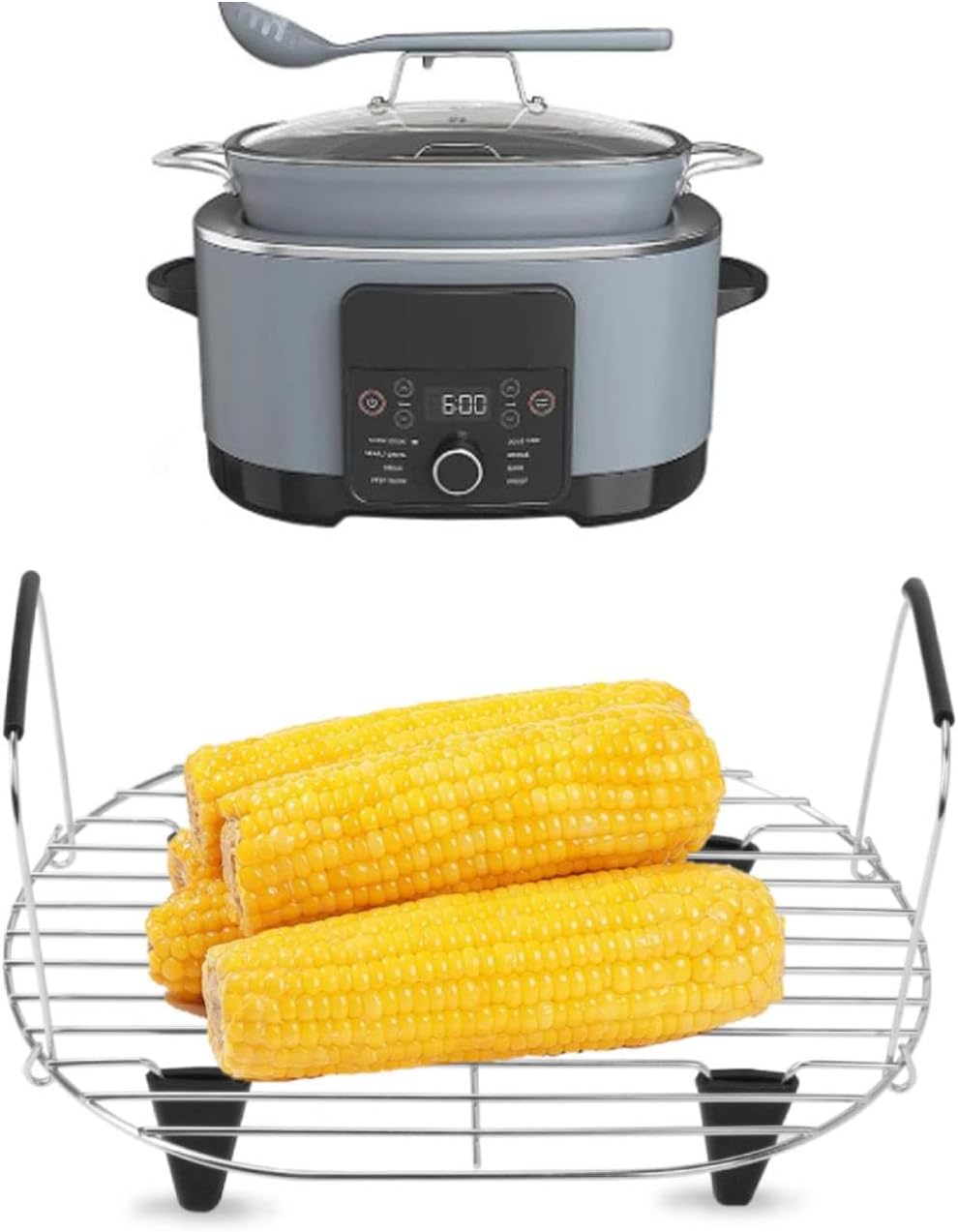 Steam and Roast Rack Compatible with Ninja Foodi Possible Cooker Pro 8.5 Quart MC1000,MC1001,MC1010 Slow Cooker Crock,Stainless Steel Ninja Possible Cooker Pro Accessories with Silicone Feet & Handles