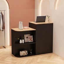 Black Reception Desk,Front Desk Reception Counter,Retail Counter with Lockable Drawers,With Lockable Drawers and Open Storage Compartments for Salon, Boutique, Cafe 80 45 95cm