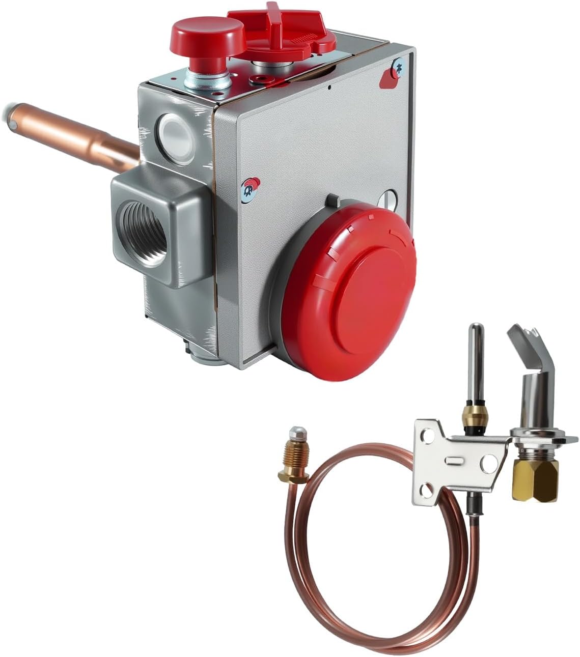 110-326 Gas Water Heater Thermostat, Control Valve Replacement Parts, for Natural Gas, 3.8" Shank, 2.2" W.C, Copper Probe