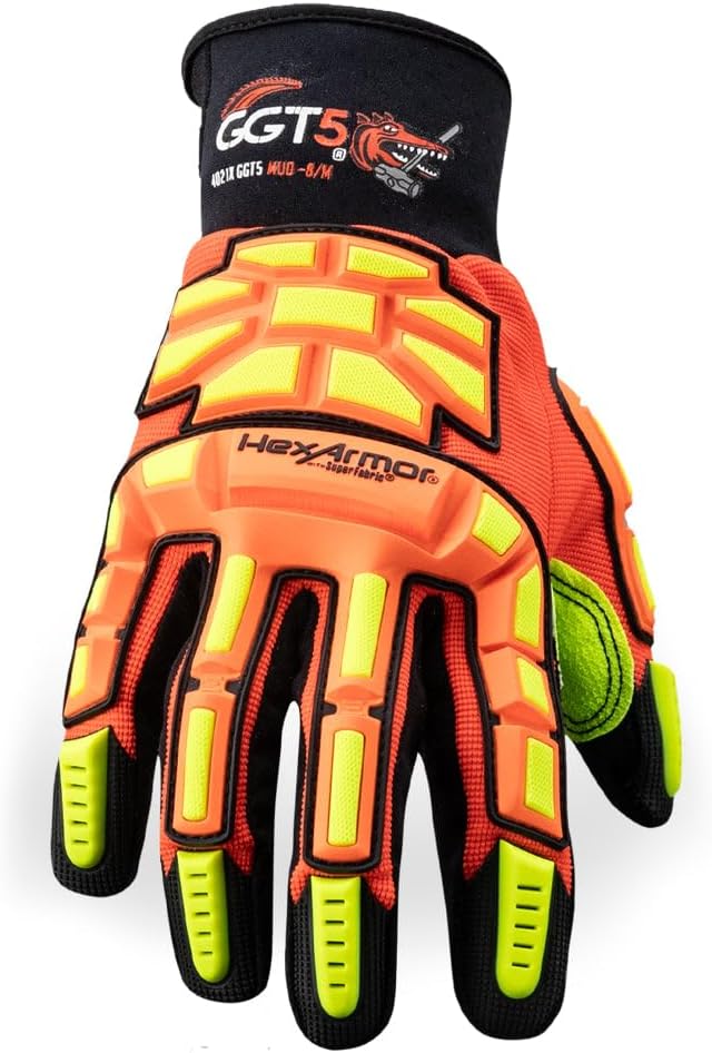 HexArmor GGT5 Series 4021X High Vis Work Gloves with Cut Resistance and Impact Protection