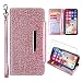 Produktbild LJSM Lederhülle + Panzerglas Schutzfolie für ZTE Blade 10 Smart (6.49") - Hülle Flip Wallet Tasche PU Leder + TPU Silikon Cover Standfunktion Schutzhülle, Rosegold Ledertasche