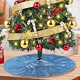 Mini Tree Skirt Embroidered and Sequined Holiday-Baby Blue-Sequin Tree Skirt-24Inch Christmas Tree Skirt Christmas Decorations Samll Tree Skirt for Small/Slim/Pencil Trees
