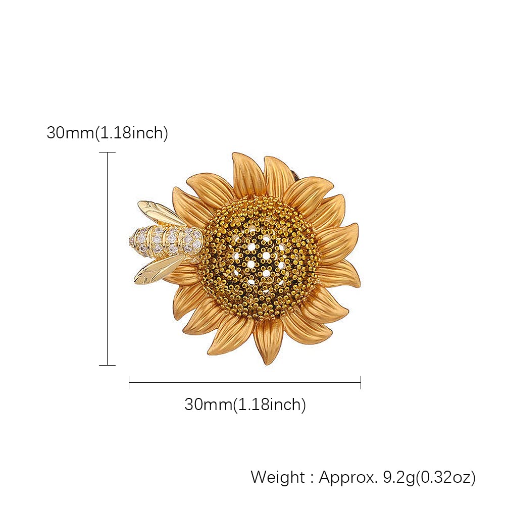 Broche de Girasol y Abeja para Mujer, Broche pequeño de Solapa con diseño Floral y Miel