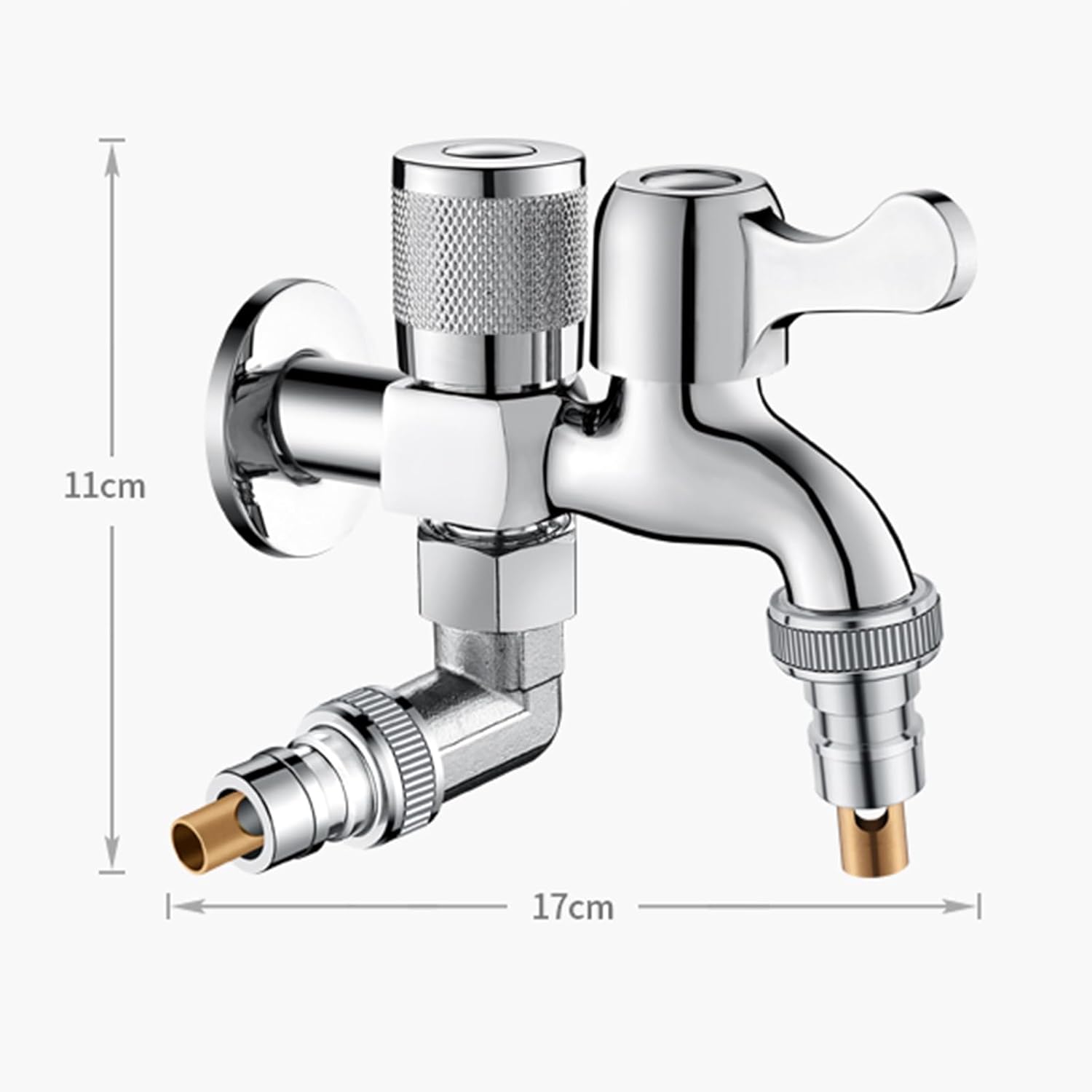 ZGHQHCDRH 洗濯機用諸口水栓 2口水栓 洗濯機 蛇口 ダブル 庭の水道蛇口 万能ホーム諸 水道 壁掛け 真鍮 2口 冷水 二