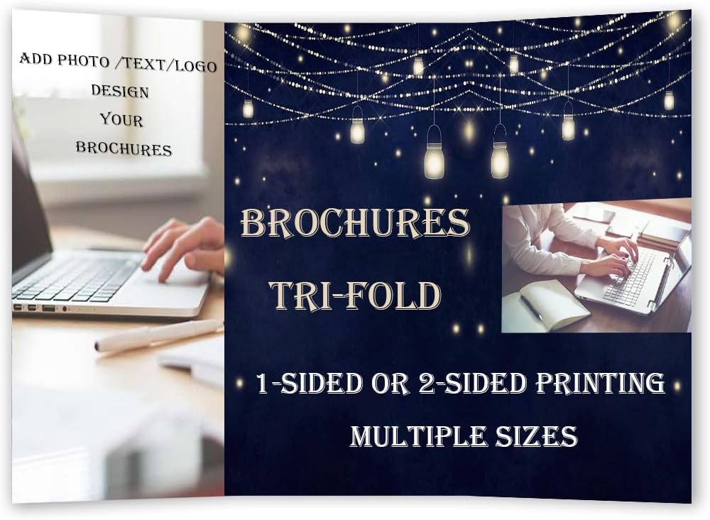 Customized Brochures&Flyer Add Your Own Image/LOGO/Text Personalized design Brochures 200GSM For Business, Double-Sided Printing Tri-Fold Glossy Paper