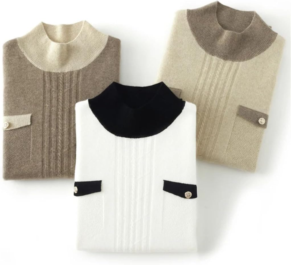 Women's 100% Cashmere Sweater Winter Basic Thicked Thermal Jumper Crewneck Long Sleeve Soft Knitted Base Shirt