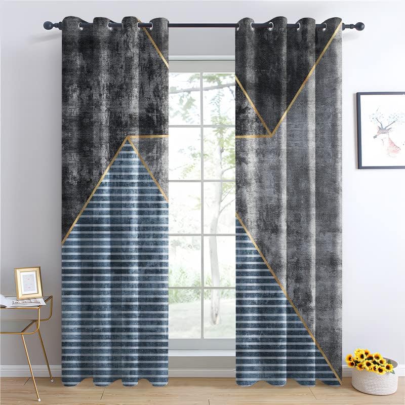 Miniatura 8 de Cortinas opacas modernas de mediados de siglo para dormitorio, sala de estar, cortinas abstractas y decoración del hogar, cortinas de ventana