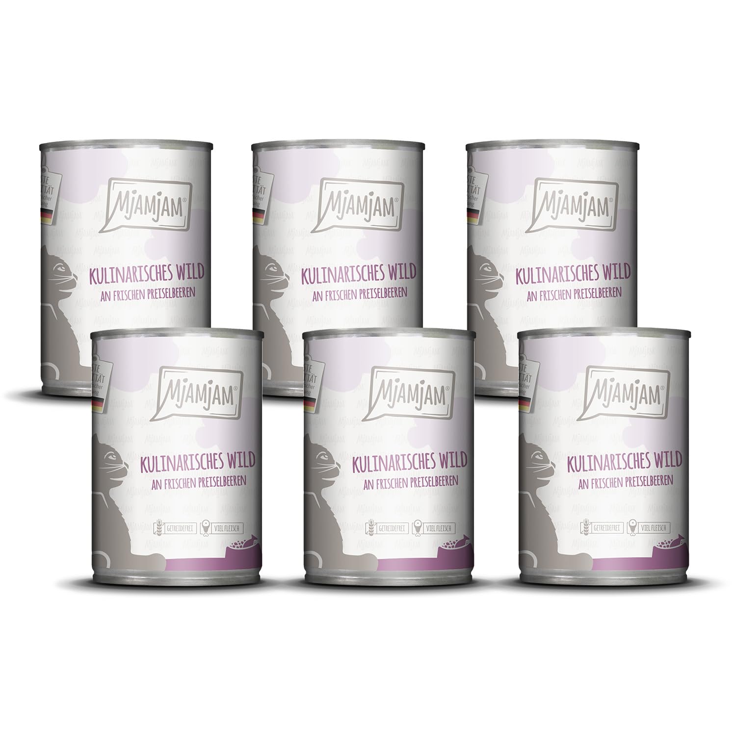 MjAMjAM - Premium Nassfutter für Katzen - kulinarisches Wild an frischen Preiselbeeren, 6er Pack (6x400g), getreidefrei