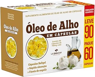 Óleo de Alho (Leve 90 Pague 60 Cápsulas) - Auxilia no trato urinário, no tratamento de micoses e doenças respiratórias (asma e bronquite)