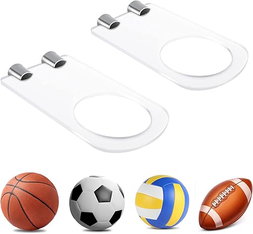 Miniatura 8 de TRINENOX - Soporte de pared para pelotas soporte de bola de acrílico soporte de baloncesto para fútbol soporte de almacenamiento para colgar pelotas