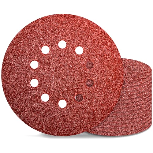 9 Inch 10 Holes Sanding Disc 40 Grit Drywall Sandpaper 15pcs for Popcorn Ceiling Sander Pads