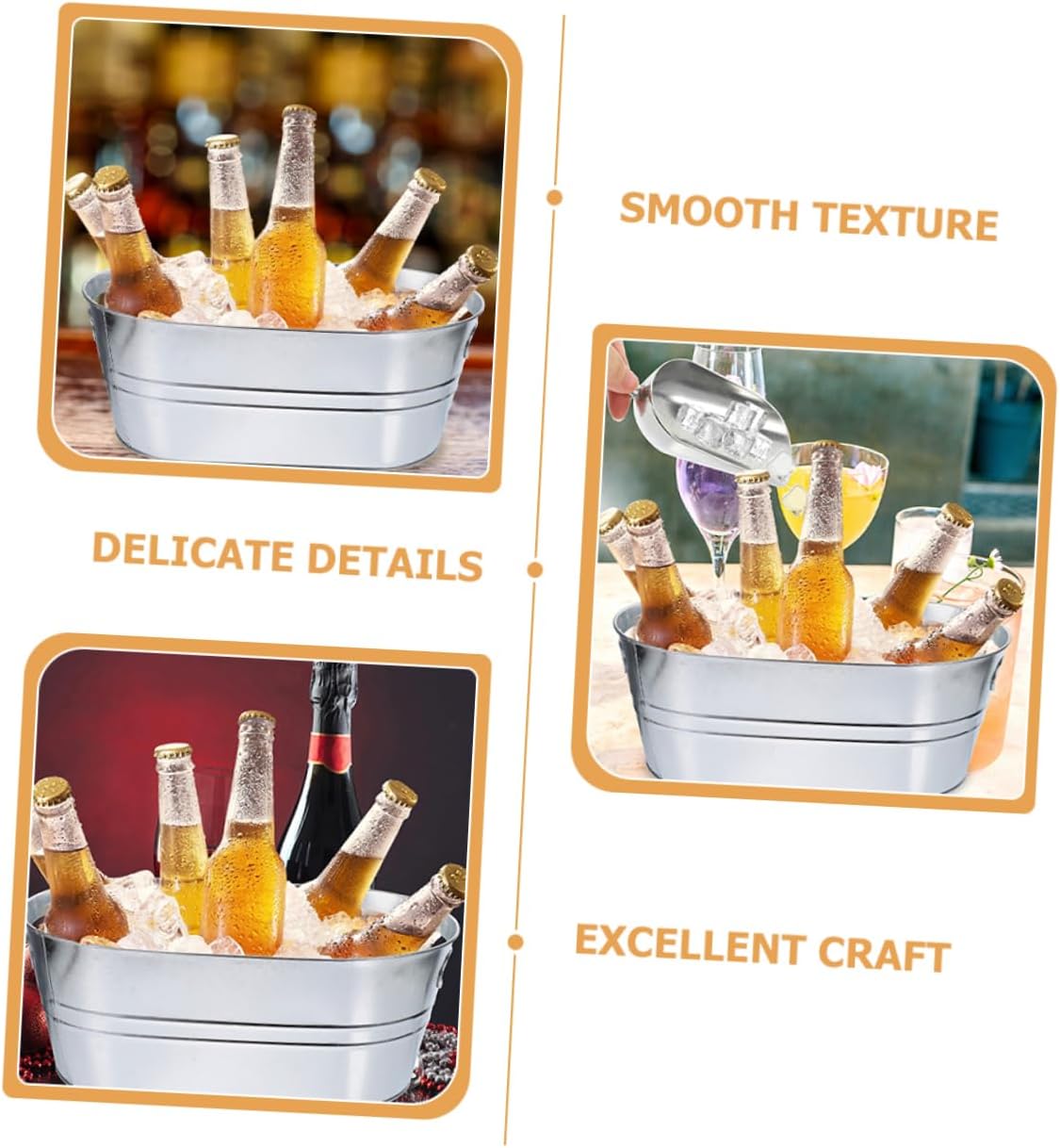 15L Stainless Steel Ice Bucket for Parties Shaped Ice Cube Storage Barrel Durable and Stylish Ice Container for KTV and Gatherings 2pcs