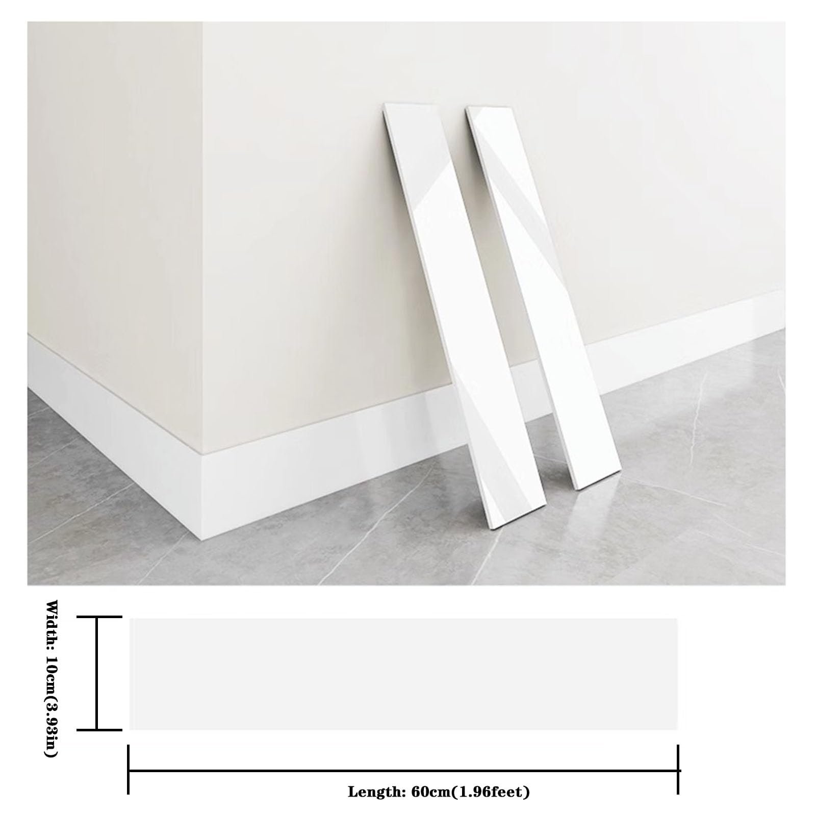 5 sztuk elastycznej listwy przypodłogowej 10 cm x 60 cm samoprzylepna winylowa listwa ścienna, odklejana i przyklejana listwa ścienna/Camel(Bright White)