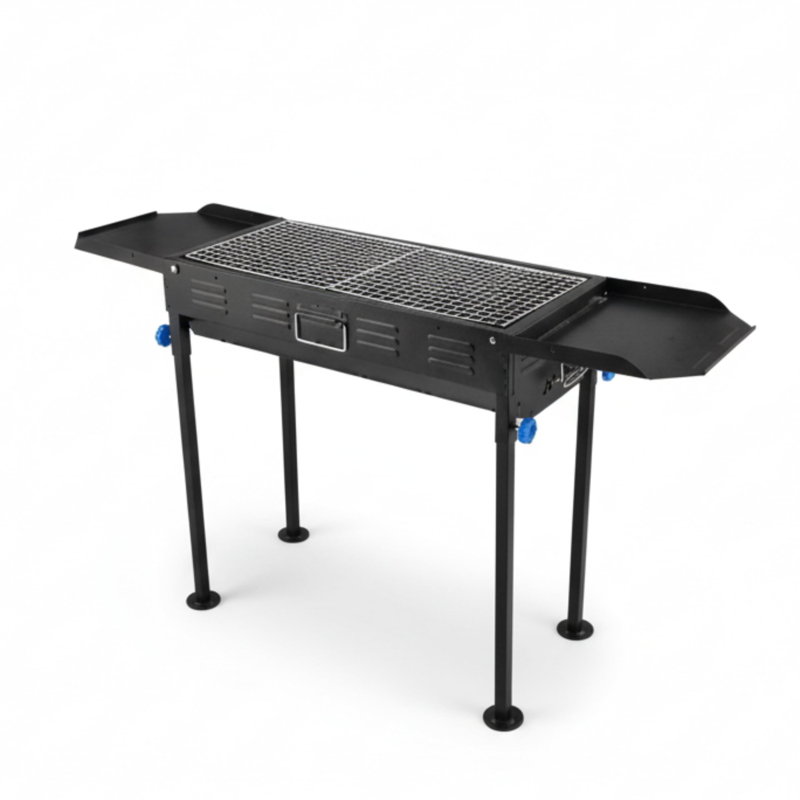 Barbacoa de Carbón Portátil | Parrilla de Carbón Plegable de Acero Inoxidable con Patas Laterales Dobles | Ideal para Jardín, Camping y Picnic | Diseño Multifuncional (Negro, 70cm-118cm-30)