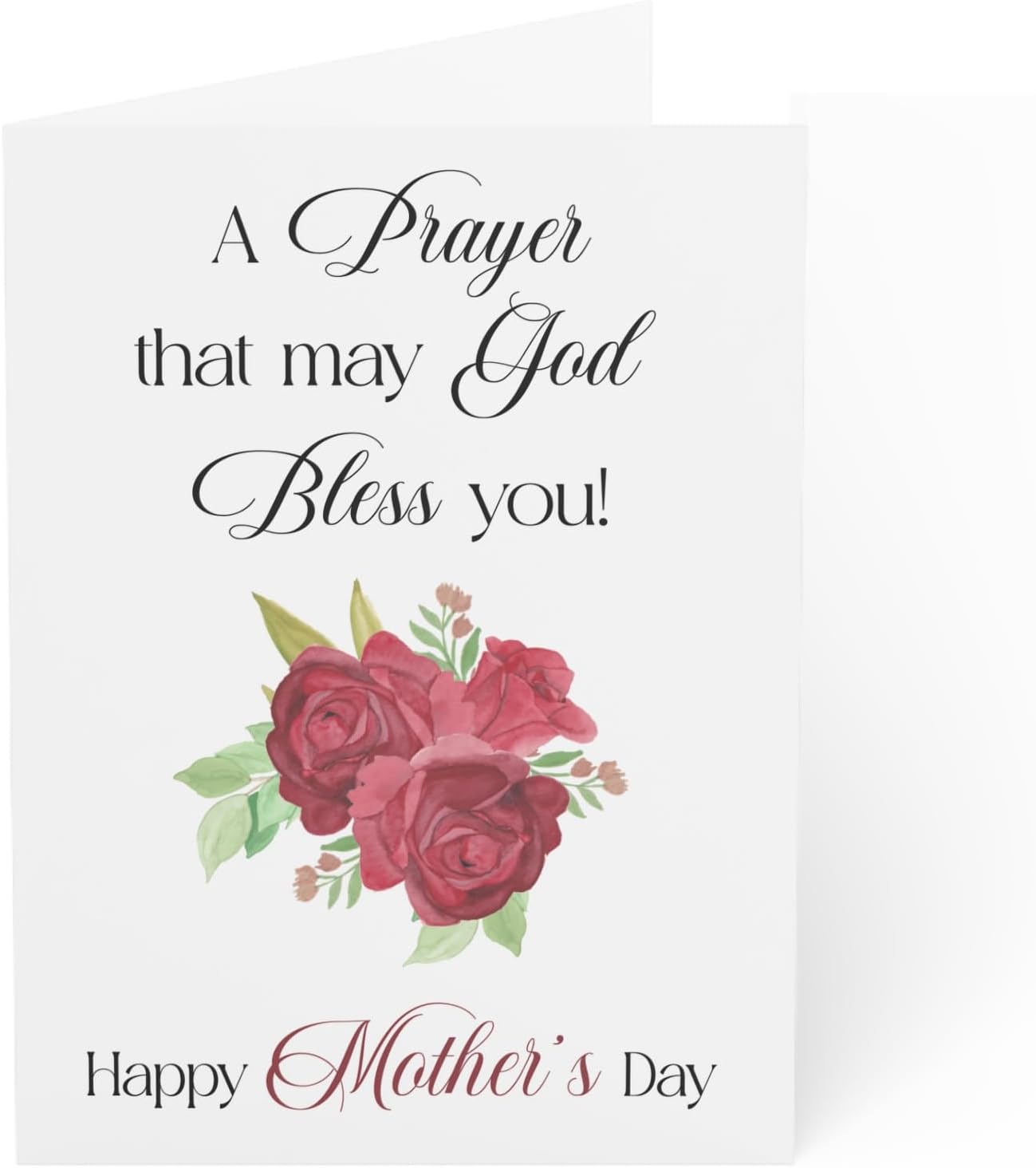 Mother's Day Card - Inspirational Prayer with Elegant Floral Design and Roses - Religious Blessing Greeting for Mom