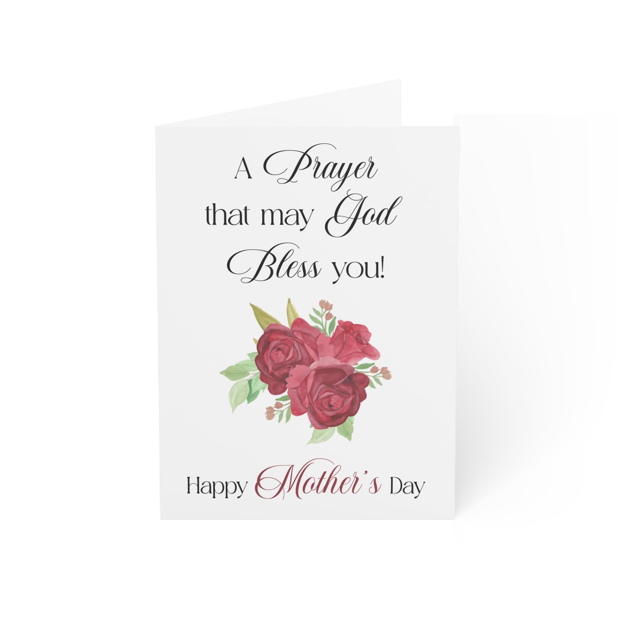 Mother's Day Card - Inspirational Prayer with Elegant Floral Design and Roses - Religious Blessing Greeting for Mom