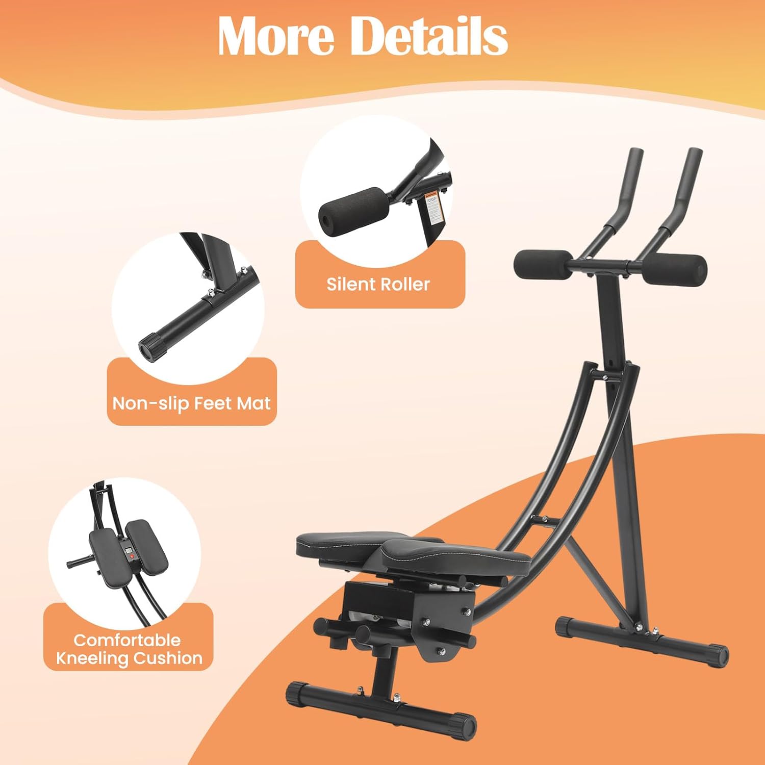 Abdominal Machine, Ab Workout Equipment with LED Display Foldable Fitness Equipment Core Workout Equipment Ab Machine for Stomach Workout Gear Adjustment 330lbs Load Black