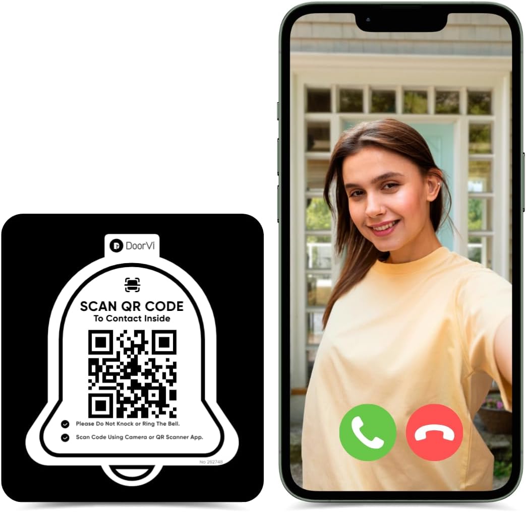Smart Video Doorbell Powered by QR Code Technology | Wireless Video Call & Intercom | No Electricity or Wi-Fi Required | 2-Way Talk | Bell Acrylic