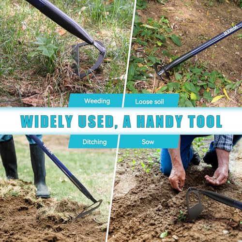 WIKER Hoe Garden Tool,Garden Hoe for Weeding,Weed Puller Tool with Fiberglass Handle,57inches,Blue - Image 5