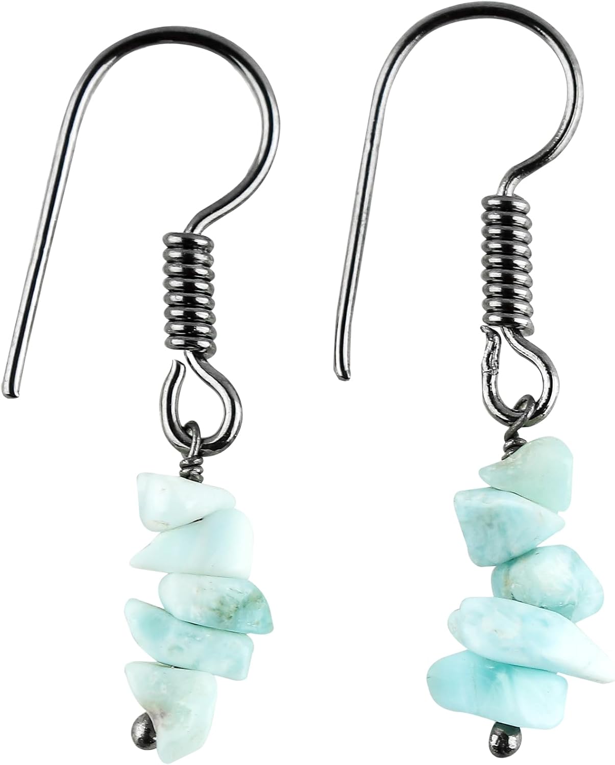 Gemstone Chips Dangling Earrings, Stone 2-3 MM, Black Plated, Handmade Jewelry, Chakra Healing Crystals, Polished Nuggets Stones, Women Earrings, Gemstone Jewellry