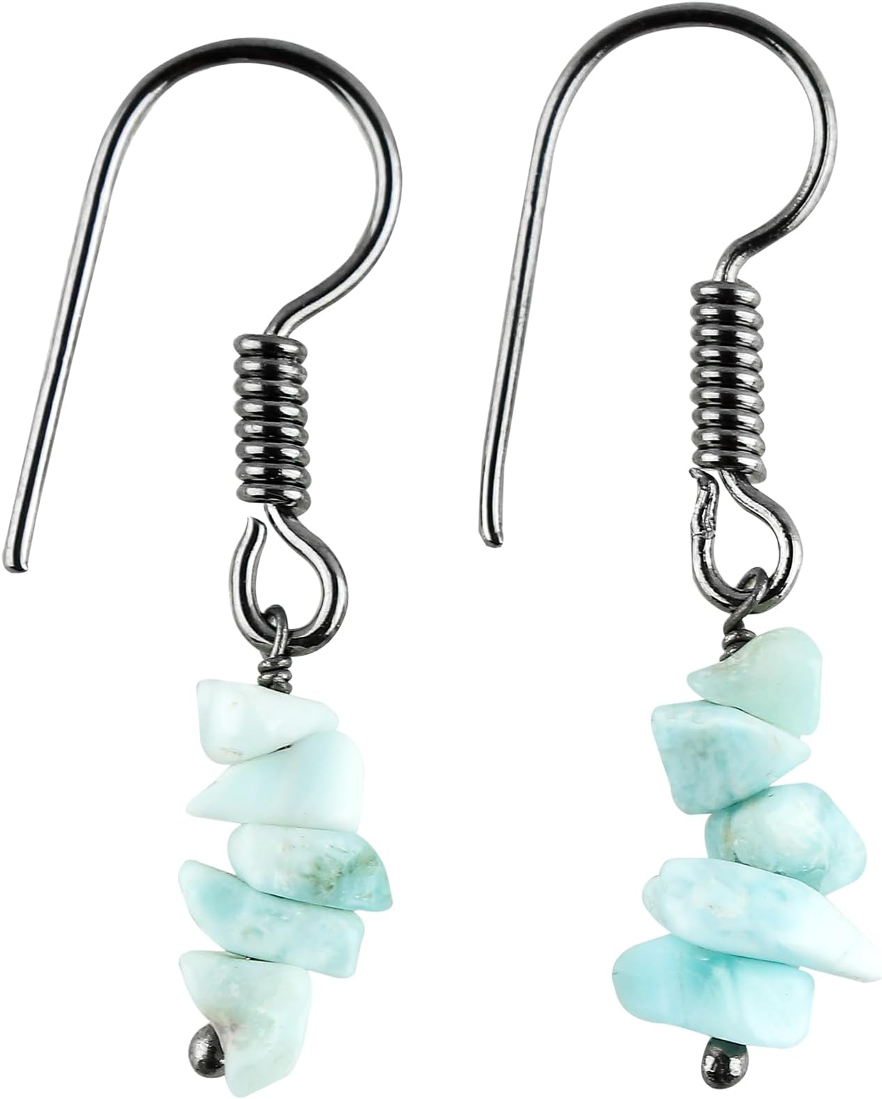 Gemstone Chips Dangling Earrings, Stone 2-3 MM, Black Plated, Handmade Jewelry, Chakra Healing Crystals, Polished Nuggets Stones, Women Earrings, Gemstone Jewellry