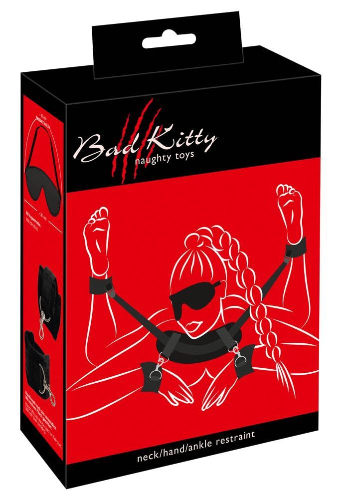 Bad Kitty Neck-Wrist-Ankle Res Black One Size