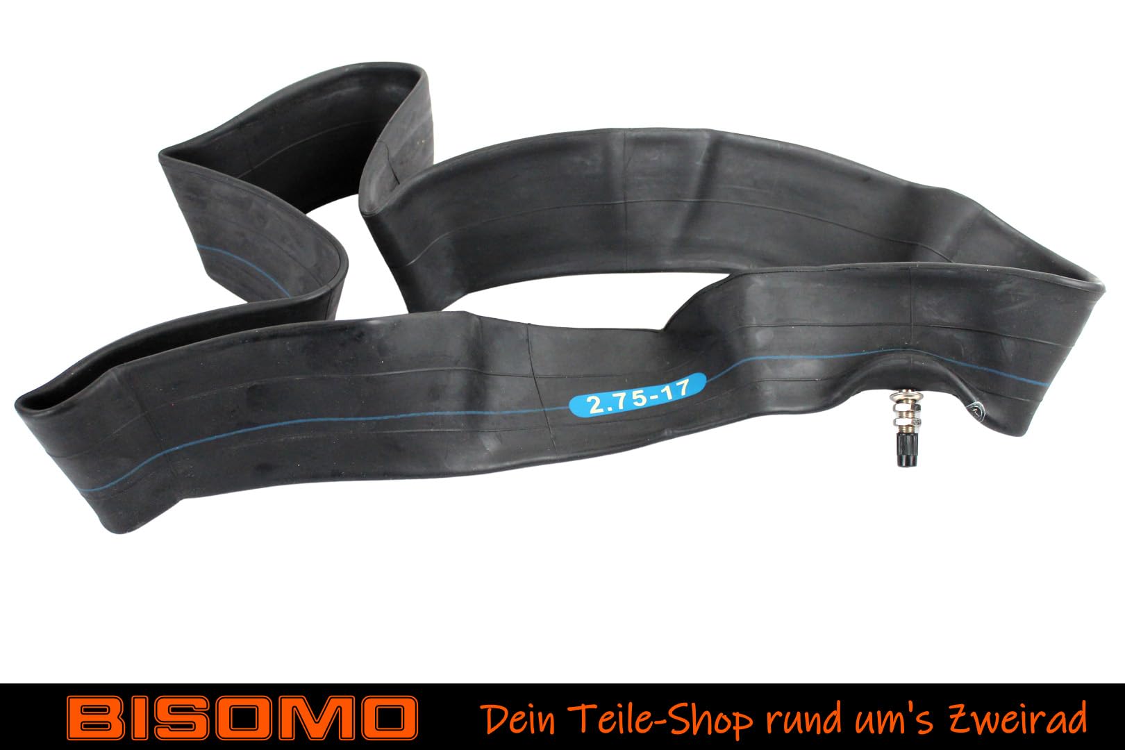 BISOMO 2x Schlauch 2.75 x 17 Zoll, verdickt extra robust, Autoventil gerade, für Simson S53 S83 + Felgenband für Kreidler Puch Zündapp Herkules, Moped, Motorrad, Mofa