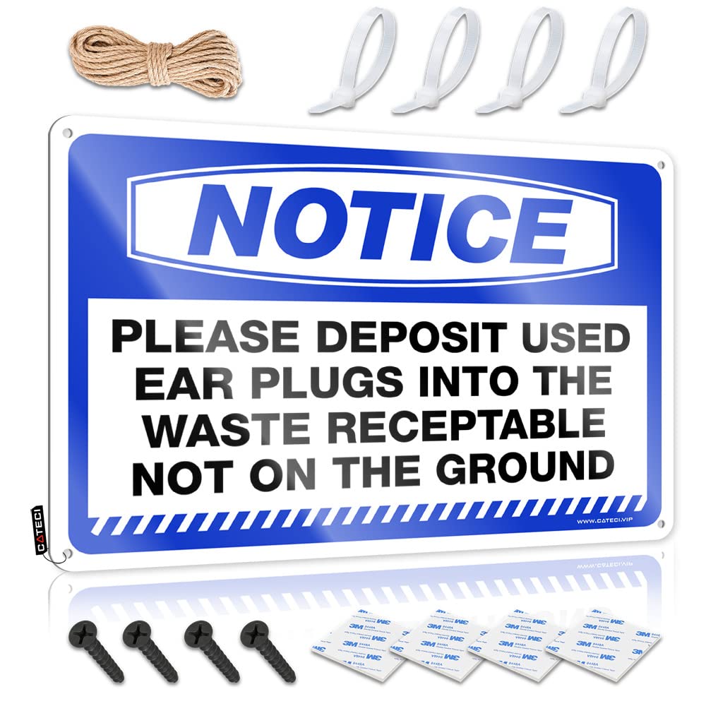 STWNVOITV Funny Sogns Notice Please Deposit Used Ear Plugs Into The Waste Tin Sign Funny Kitchen Signs Funny Poster Sign(20X30CM)