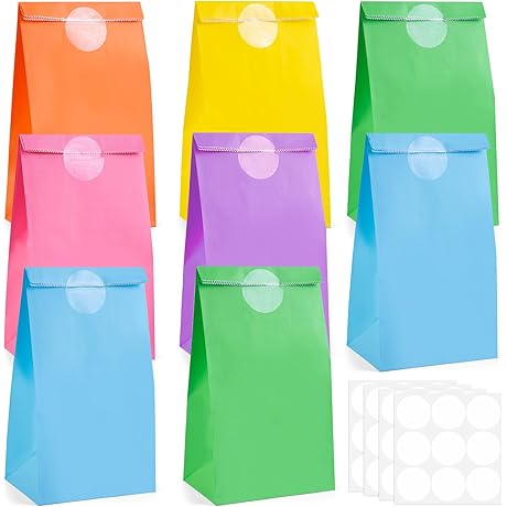 VGOODALL 36PCS Solid Color Paper Bags: Vibrant Duo-Toned Storage Solution