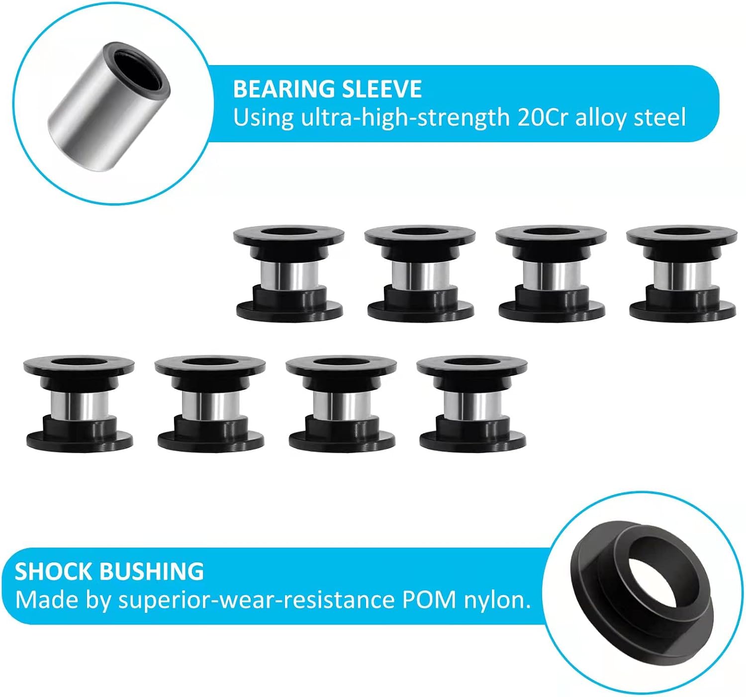 Bearing Sleeve and Shock Bushing Kits for All 4 Absorber, 0604-310 0403-028 for Arctic Cat 250/300/375/400/500/650/700/Bearcat 454