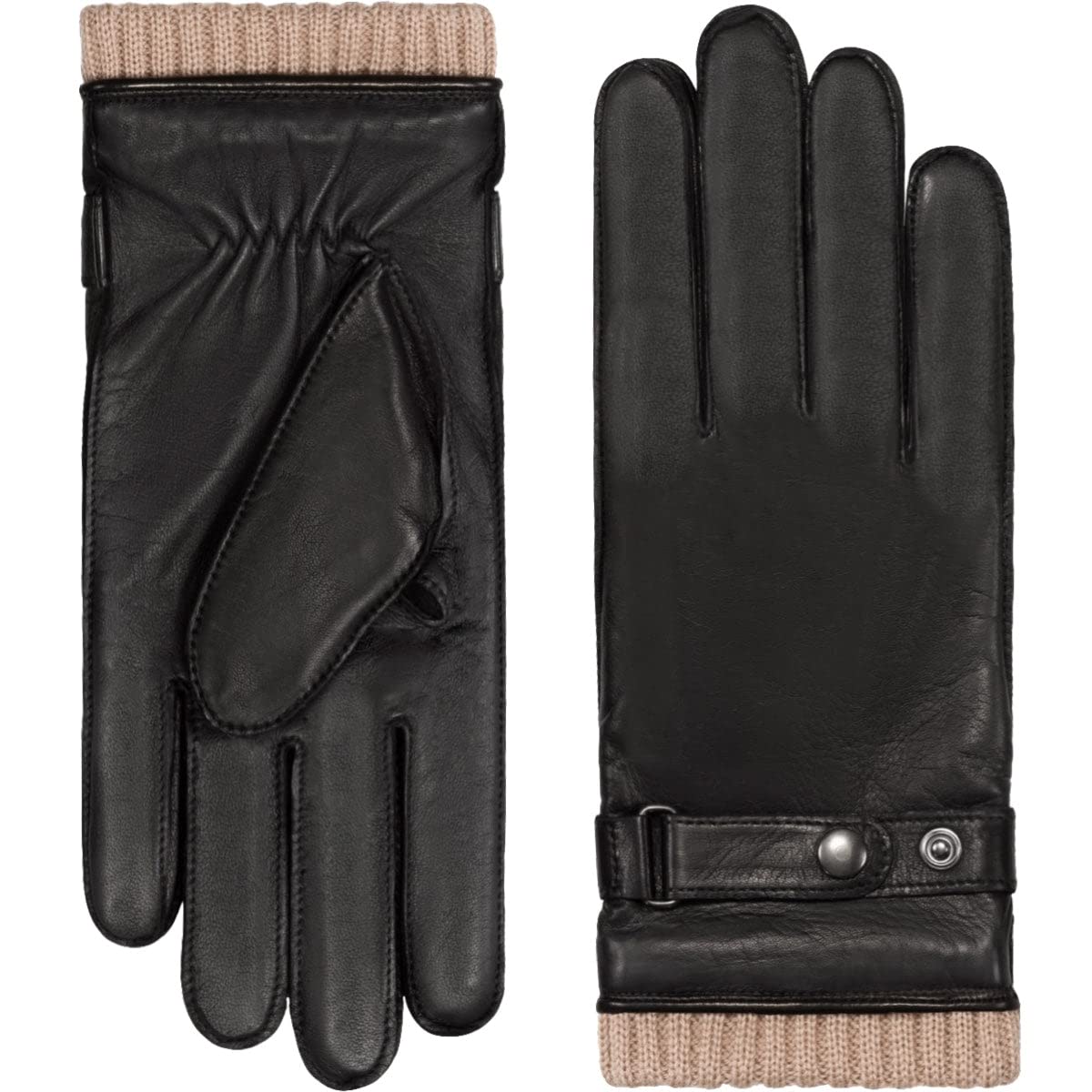 FRATELLI ORSINI Winter Gloves Alonzo Black For Men - Lambskin Leather Gloves With Cashmere Lining & Touchscreen - Black 11.5/12 - XXL