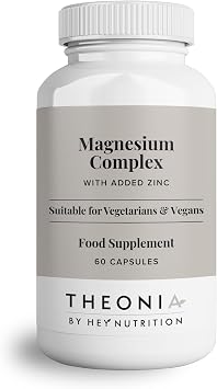 Theonia Magnesium Complex High Strength 205mg Supplement - Zinc, Vitamin D3 - Muscle & Bone Health, Nerve Function & Energy Support - UK Manufactured - Non-GMO - 60 Vegetarian Capsules