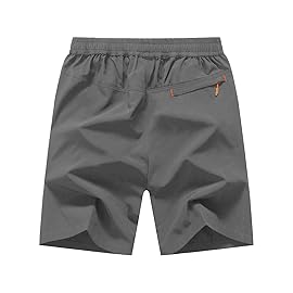 TBMPOY Men\'s Hiking Running 7 Shorts with Pockets Athletic Outdoor Sports Gym Running Short Zipper Pockets Steel Gray XXL