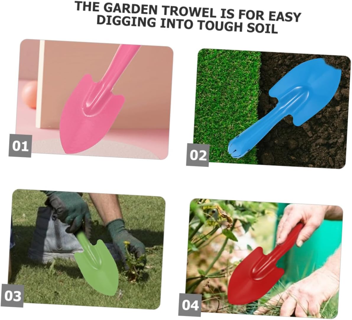 INOOMP 8pcs Small Iron Gardening Shovel Set with Spade Trowels for Planting and Digging, Multi-Color Hand Tools for Garden and Outdoor Use