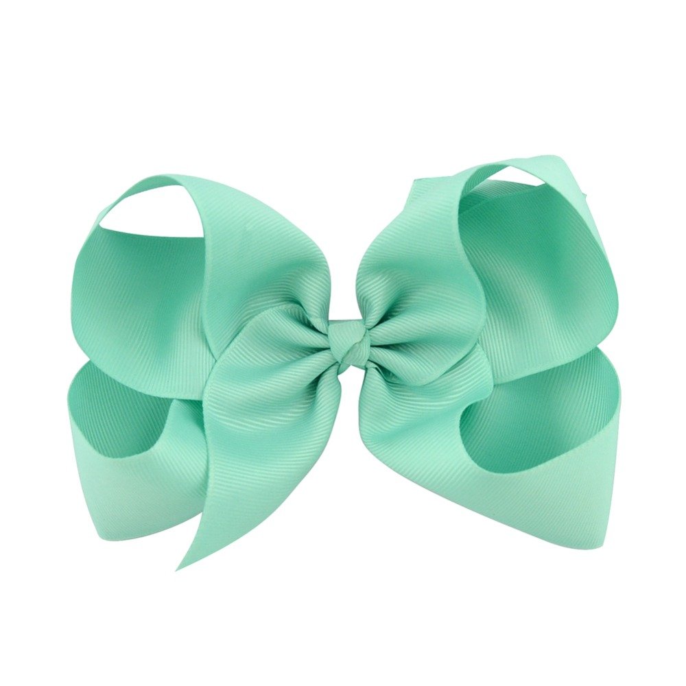 Aka Girls Mint 6" Big Bow Hairpins Hair Clips For Children Kids Hair Handmade Alligator Clips Accessories (Mint)