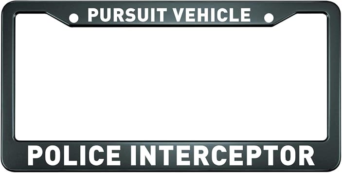 HOSNYE Pursuit Vehicle Police Interceptor License Plate Frame Metal License Plate Cover Front Plates Frames Car Tag Frame for Women Men US Vehicles Standard
