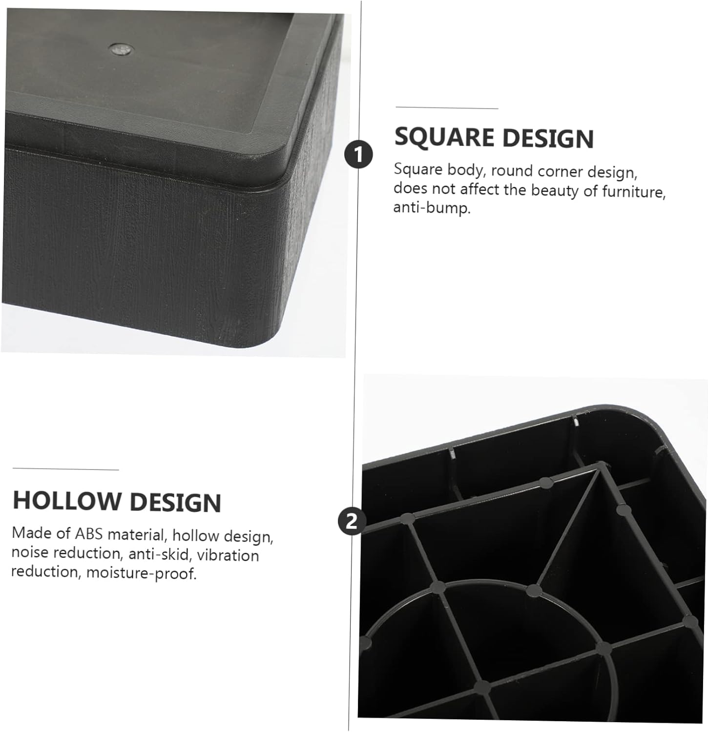 PRETYZOOM 4pcs Bed Riser Pads High for Full Bed Heavy Duty Furniture Risers Rubber Slip Base Table Couch Sofa Foot Pads