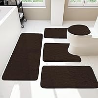 Vista 24 de YIHOUSE Juego de Alfombras de Baño de 2 Piezas Gris Oscuro, Juegos de Alfombras de Baño de Espuma Viscoelástica, Alfombras de Baño Antideslizantes