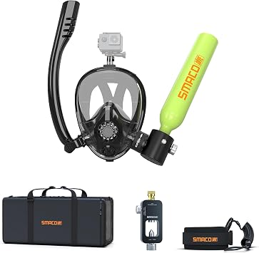 SMACO S300 Mini Scuba Tank 0.5L with Full Face Snorkel Mask